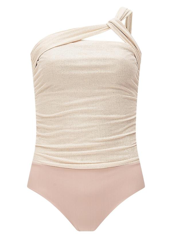 Lunender - Body Ombro Único Recorte Frontal Lurex Bege 6