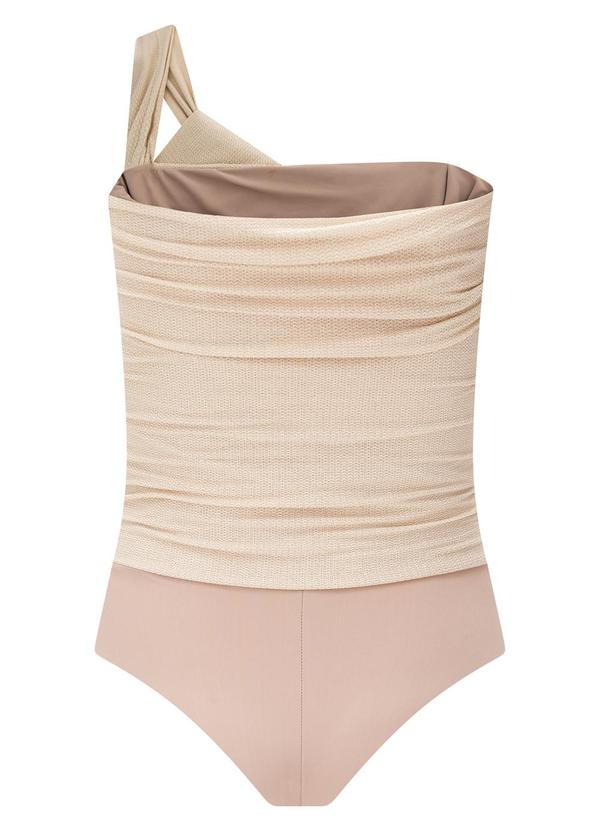 Lunender - Body Ombro Único Recorte Frontal Lurex Bege 7