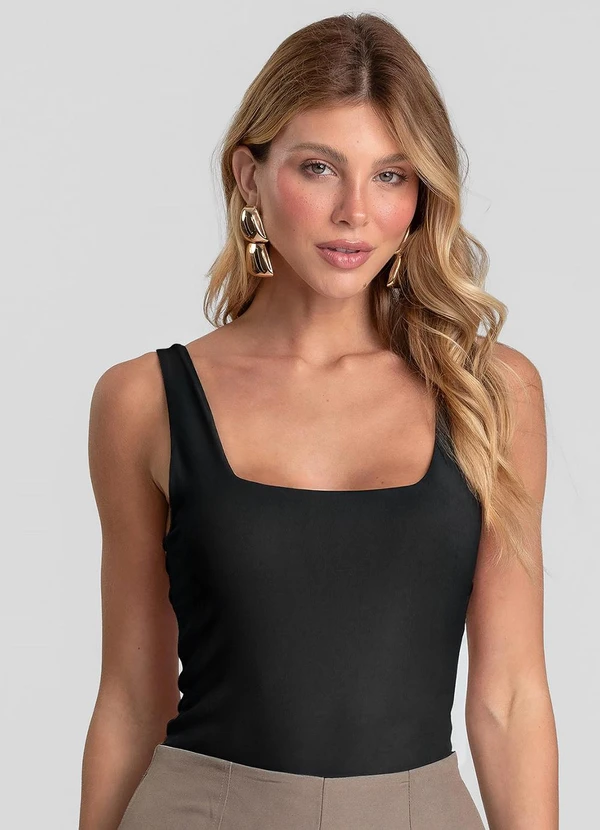 Dianna - Body Poliamida Decote U nas Costas Preto