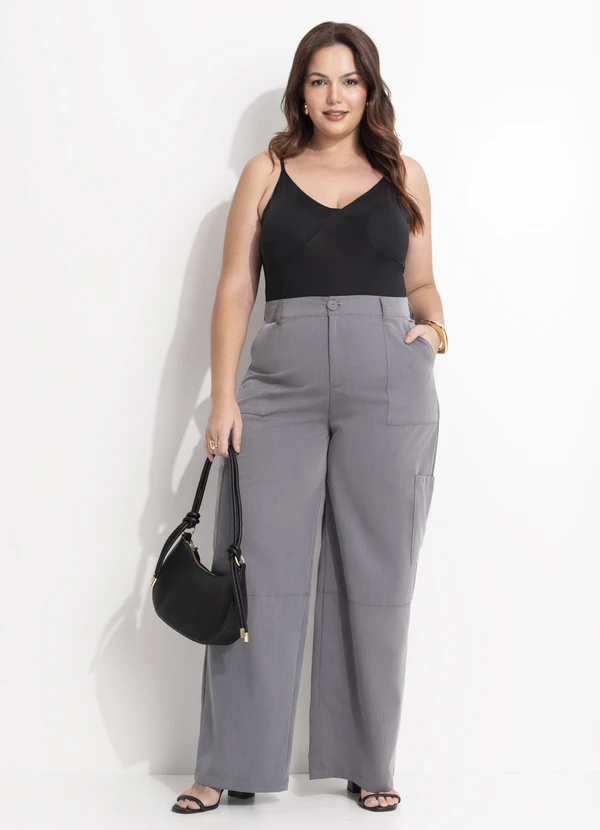 Quintess - Body Preto em Malha Fria com Decote V e Alças Reguláveis 3