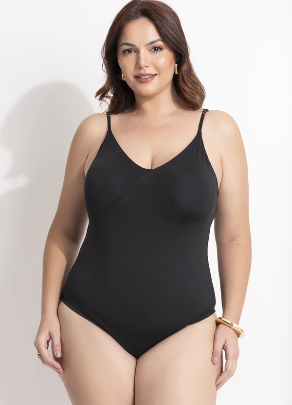 Quintess - Body Preto em Malha Fria com Decote V e Alças Reguláveis 6