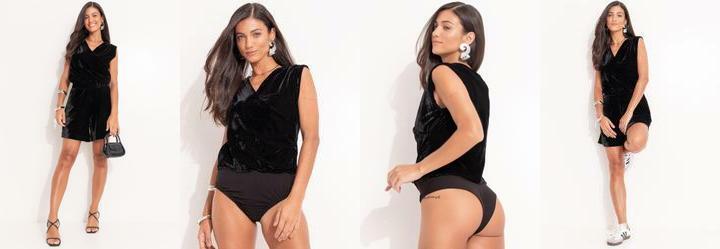 Body Preto em Veludo