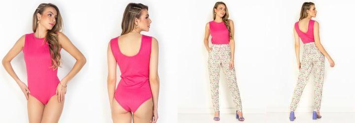 Body Rosa Decote Costas Cavado