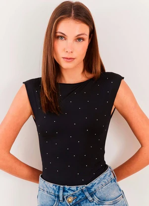 Sofie - Body sem Manga com Aplicação Strass Fluid Bloom  - - SOFIE
