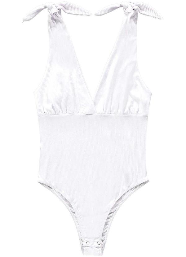 Enfim - Body Transpassado Canelado Branco