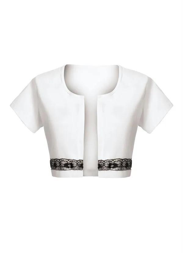 Outlet - Bolero Branco com Detalhe de Renda 7
