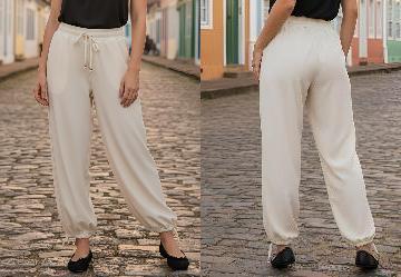 Cal�a Aladim Bege em Crepe Plano