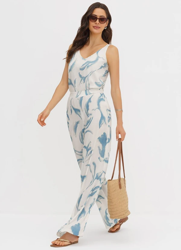 Principessa - Calça em Alfaiataria Pantalona em Viscose Estampada Magda 5