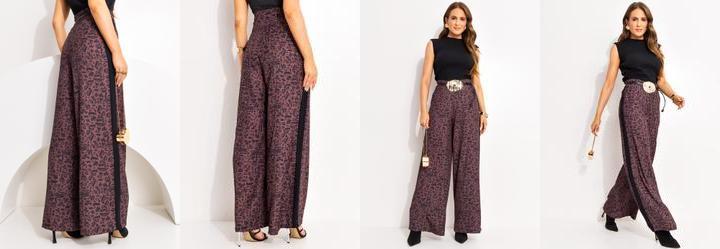 Cal�a Animal Print em Alfaiataria