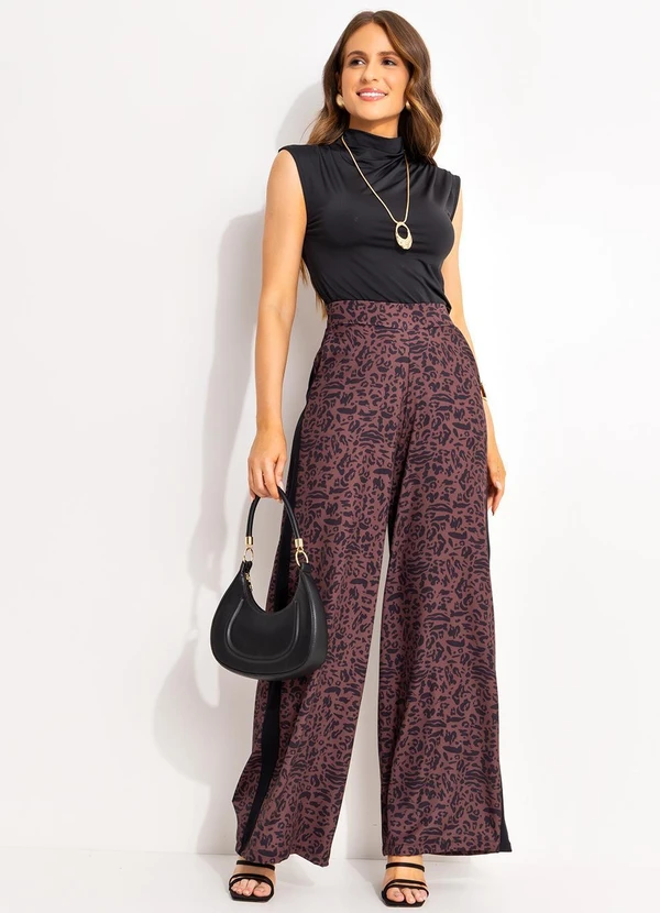 Quintess - Calça Animal Print em Alfaiataria