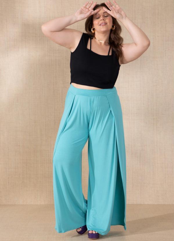 Outlet - Calça Azul com Sobreposição na Perna 12