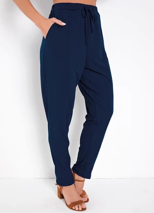 Moda Pop - Calça Azul Marinho em Malha - MODA POP