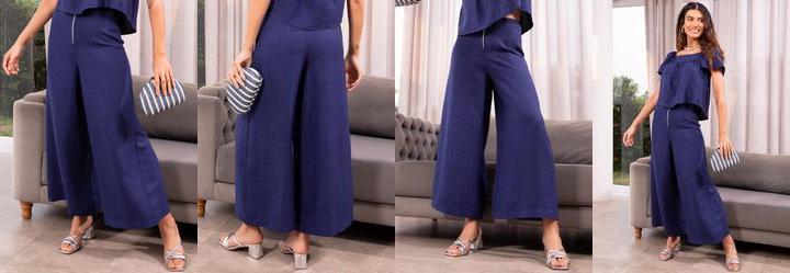 Cala Azul Marinho em Tecido Texturizado