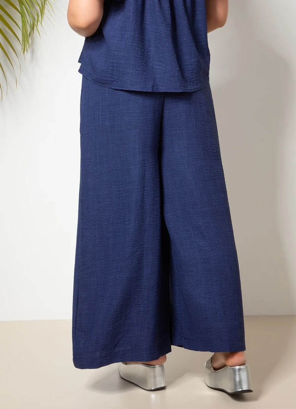 Quintess - Calça Azul Marinho em Tecido Texturizado 6