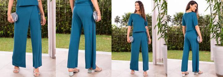 Cala Azul Petrleo em Malha de Viscose