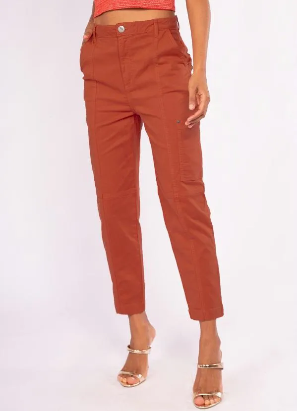 Doce Trama - Calça Baggy em Sarja Terracota