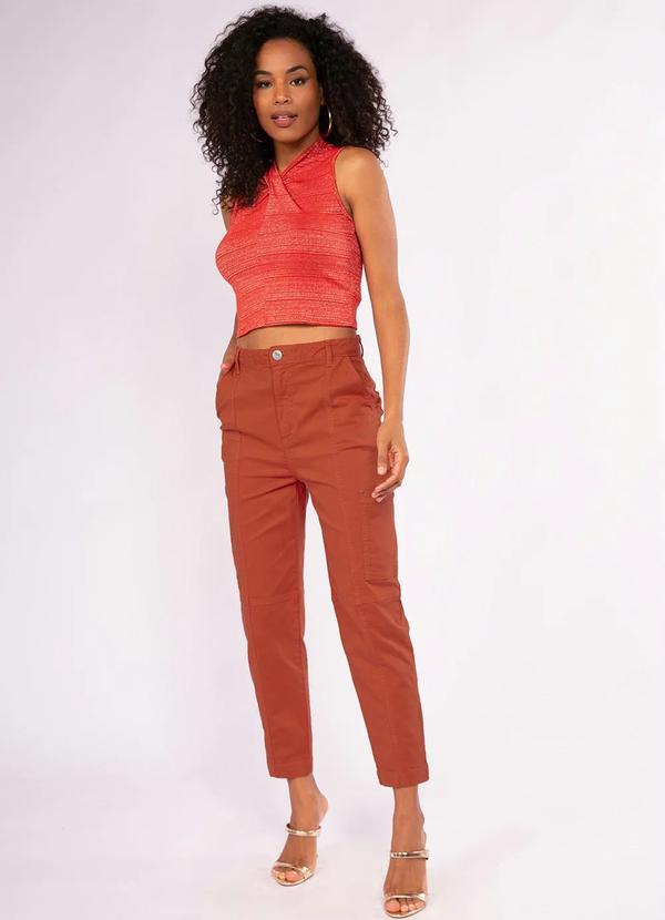 Doce Trama - Calça Baggy em Sarja Terracota 3