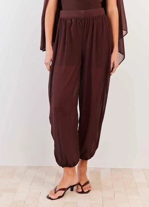 Sofie - Calça Balloon em Chiffon Cintura Alta Fluid Lines - SOFIE