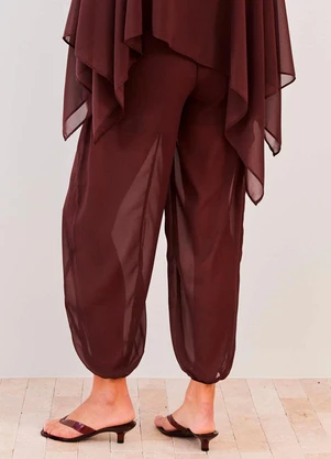 Sofie - Calça Balloon em Chiffon Cintura Alta Fluid Lines - SOFIE