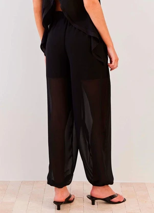 Sofie - Calça Balloon em Chiffon Cintura Alta Fluid Lines - SOFIE