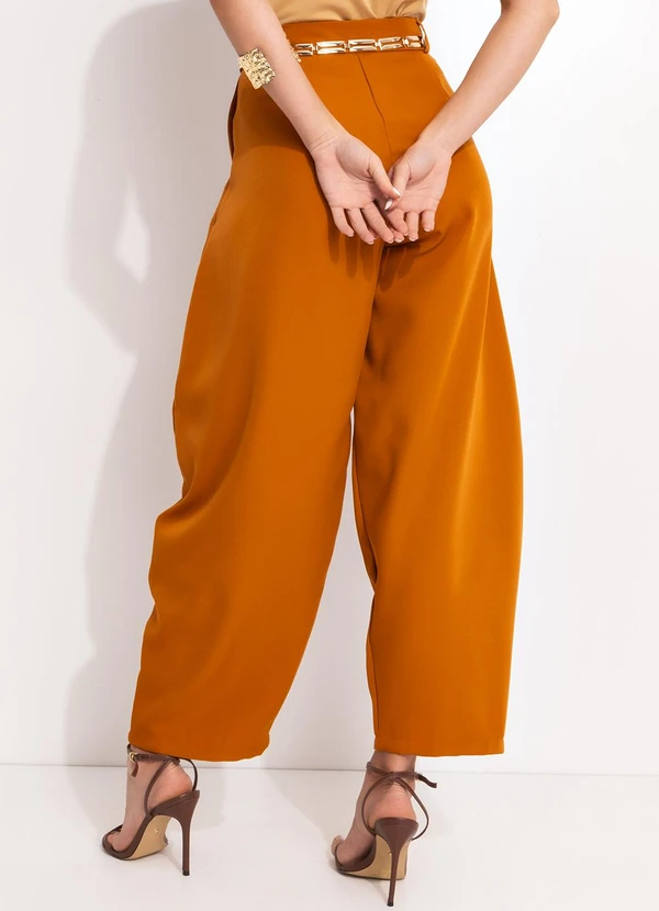 Quintess - Calça Barrel Ferrugem em Alfaiataria 4