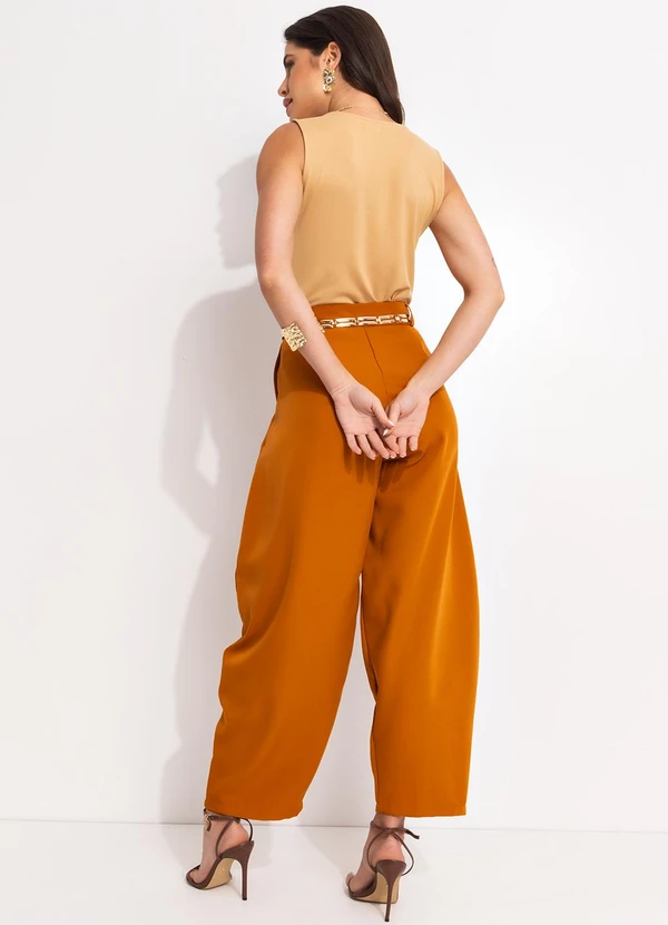 Quintess - Calça Barrel Ferrugem em Alfaiataria 2