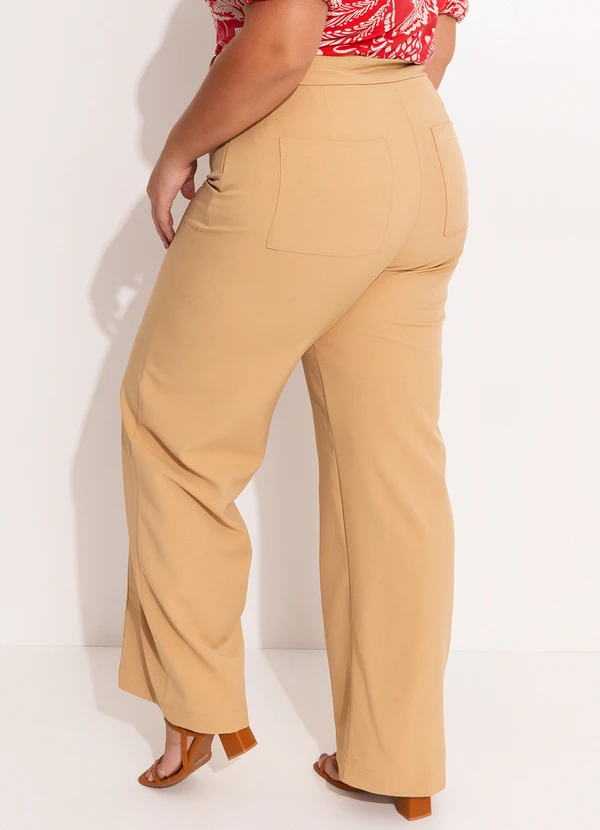 Quintess - Calça Bege em Crepe Plano Sarjado 7
