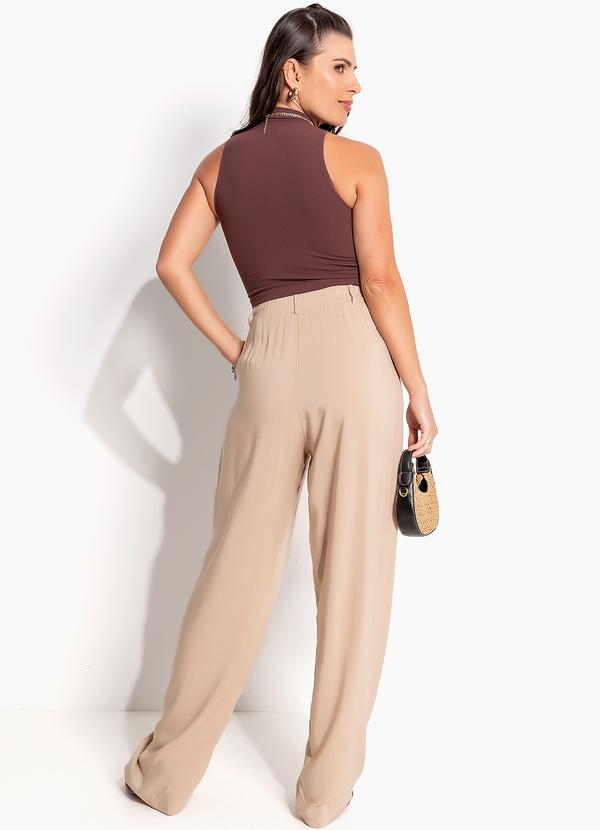 Bimini - Calça Bege em Viscose Plana 4