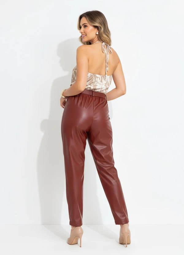 Quintess - Calça Bordô em Material Sintético 2