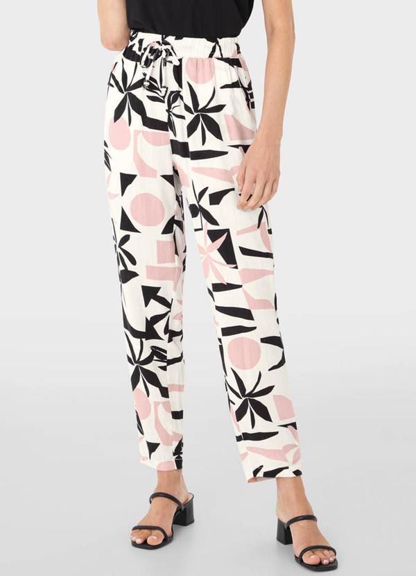 Malwee - Calça Branca Feminina Carrot Tropical