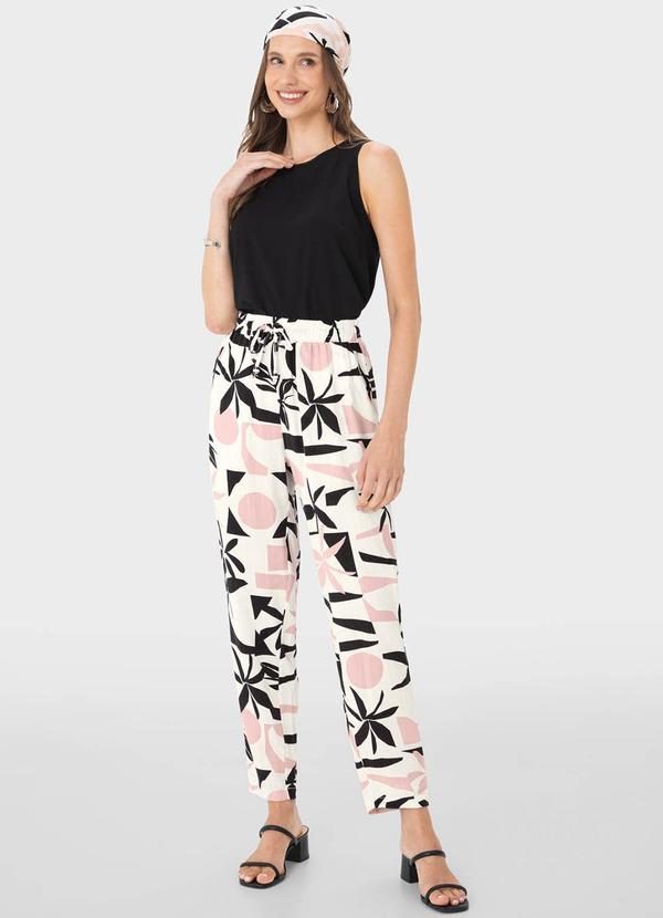 Malwee - Calça Branca Feminina Carrot Tropical 2