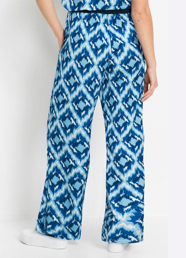 Outlet - Calça Cintura Alta com Amarração Étnico Azul 2