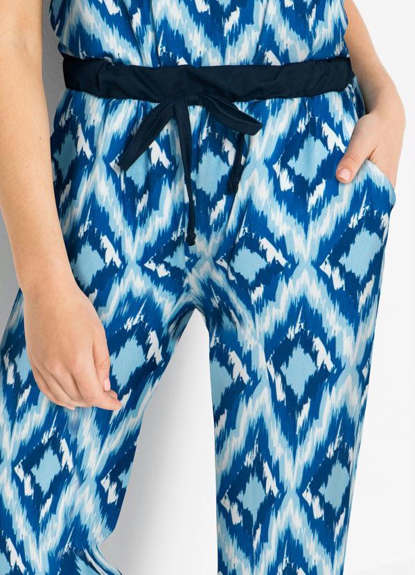 Outlet - Calça Cintura Alta com Amarração Étnico Azul 3