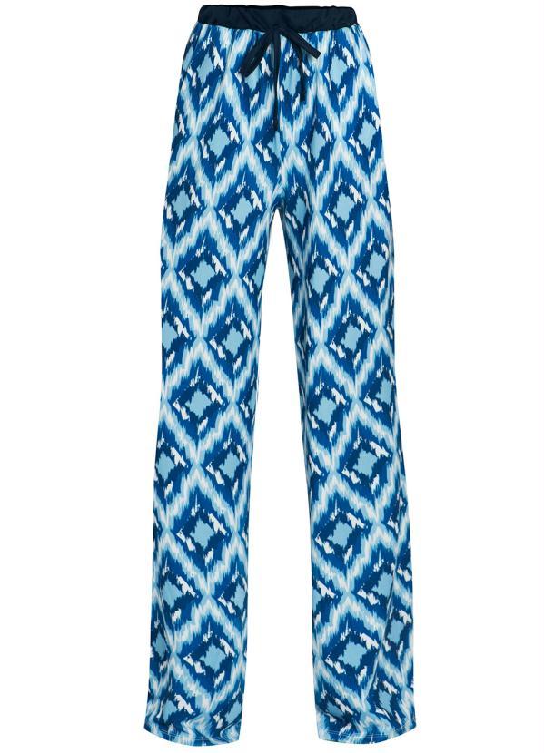 Outlet - Calça Cintura Alta com Amarração Étnico Azul 5