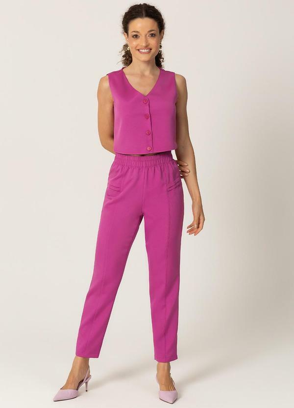 Habana - Calça Cintura Alta de Alfaiataria Rosa 2