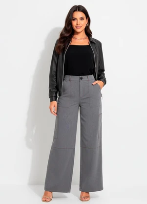 Quintess - Calça Cinza em Alfaiataria - QUINTESS