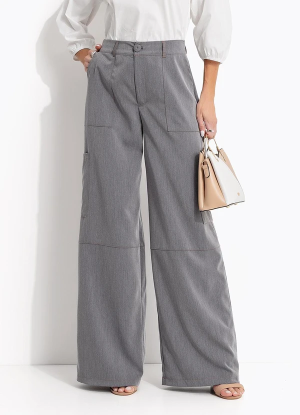 Quintess - Calça Cinza em Alfaiataria