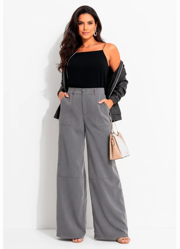 Quintess - Calça Cinza em Alfaiataria