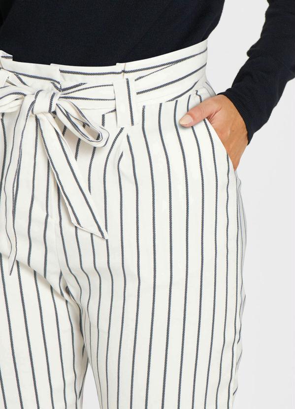 bonprix - Calça Clochard com Amarração Listrada Off White 3