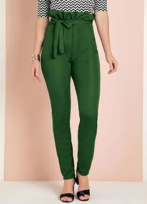 Moda Pop - Calça Clochardt Verde Militar com Faixa na Cintu - MODA POP