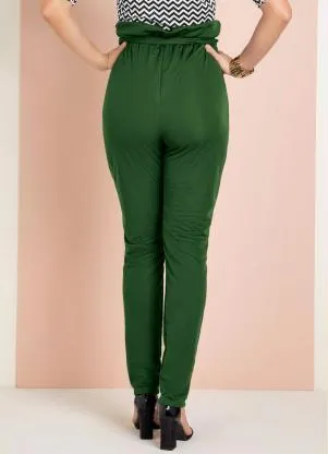 Moda Pop - Calça Clochardt Verde Militar com Faixa na Cintu - MODA POP