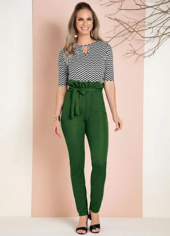 Moda Pop - Calça Clochardt Verde Militar com Faixa na Cintu 3