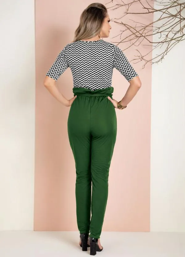 Moda Pop - Calça Clochardt Verde Militar com Faixa na Cintu 4