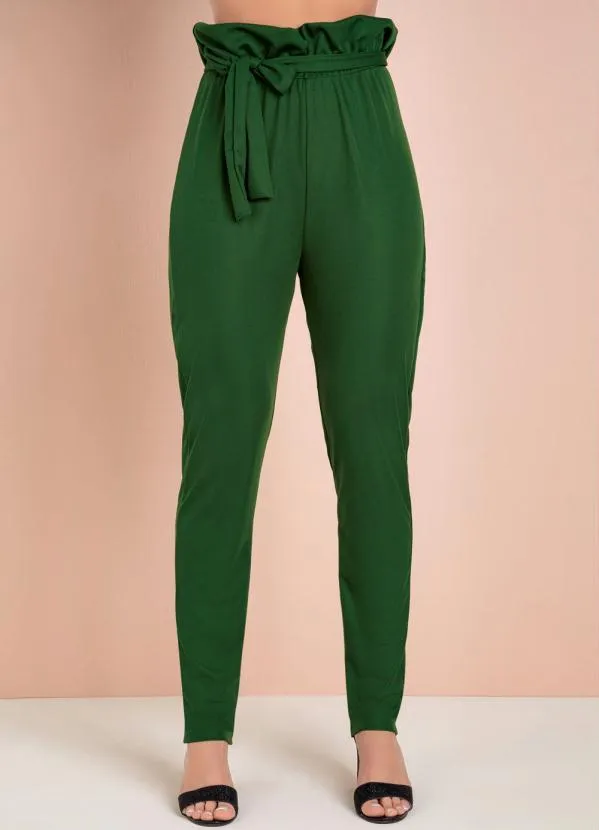 Moda Pop - Calça Clochardt Verde Militar com Faixa na Cintu 5