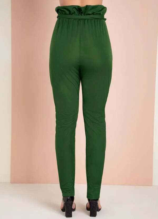 Moda Pop - Calça Clochardt Verde Militar com Faixa na Cintu 6
