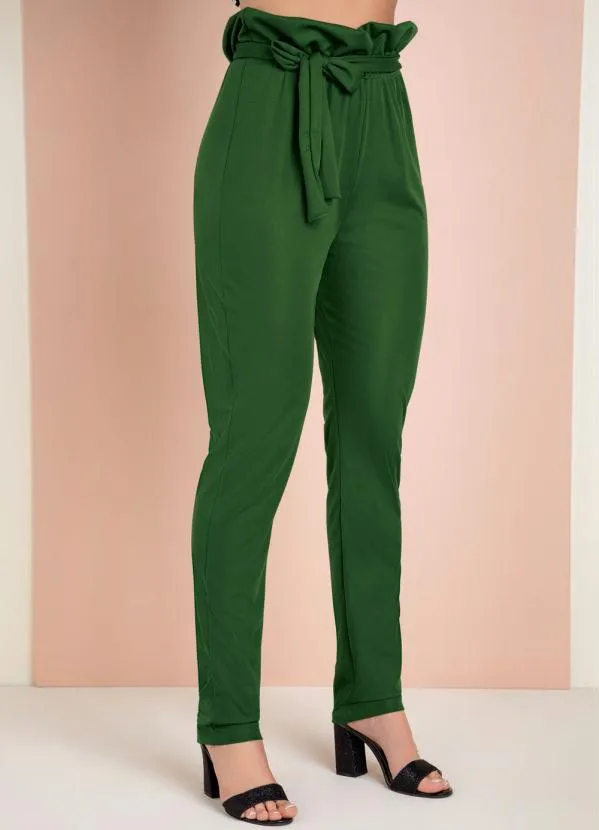 Moda Pop - Calça Clochardt Verde Militar com Faixa na Cintu 7