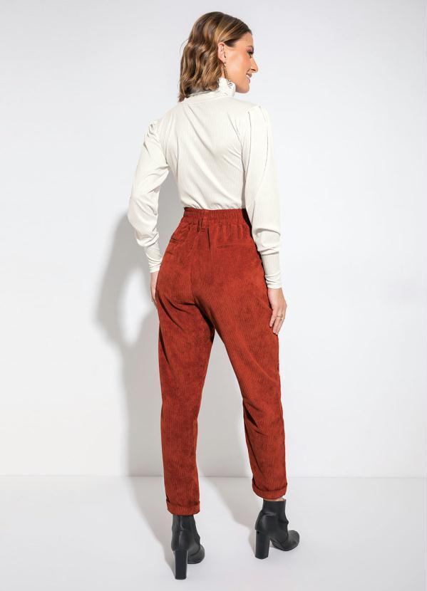 bonprix - Calça com Bolsos Cintura Alta Ferrugem 6