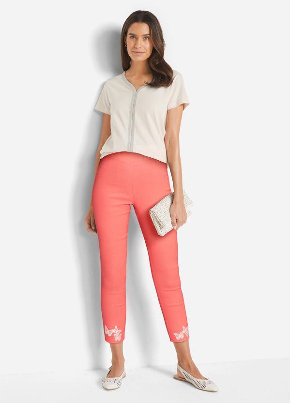 Queima Estoque - Calça com Elástico Cintura Alta Coral 4