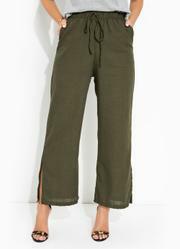 Cala com Fenda Cintura Alta Verde Oliva