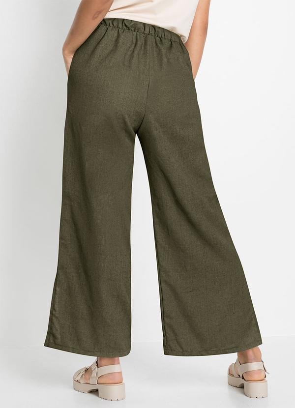 bonprix - Calça com Fenda Cintura Alta Verde Oliva 4